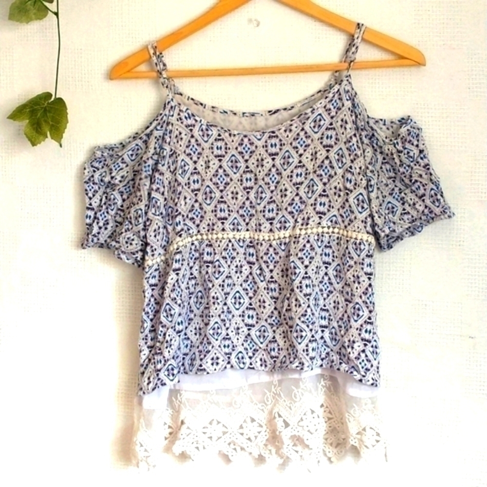 SKIES ARE BLUE Summer Floral Blouse Size Small Fairycore Cottagecore Grunge Top